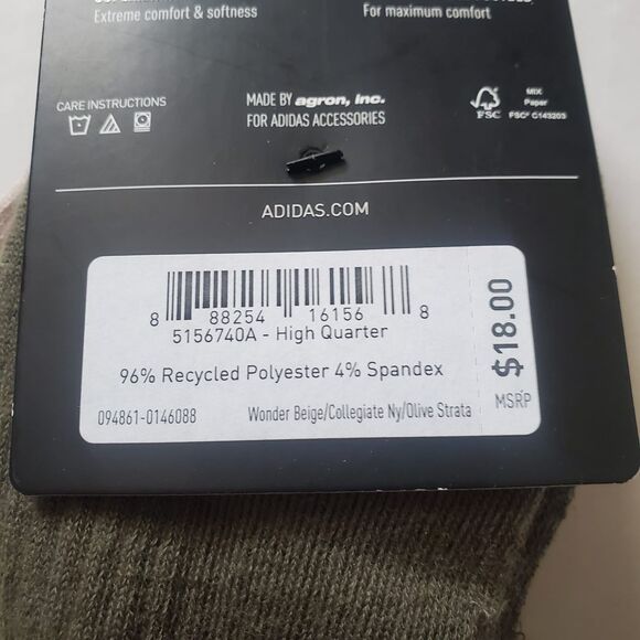 3-pair Adidas Men's Cushioned Arch Compression AEROREADY High Quarter Socks - Picture 3 of 3